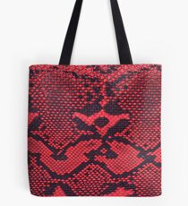 Red Faux Leather Snakeskin Tote Bag