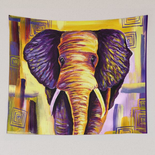 Item preview, Yellow and purple elephant designed and sold by Petsart-Yubis.