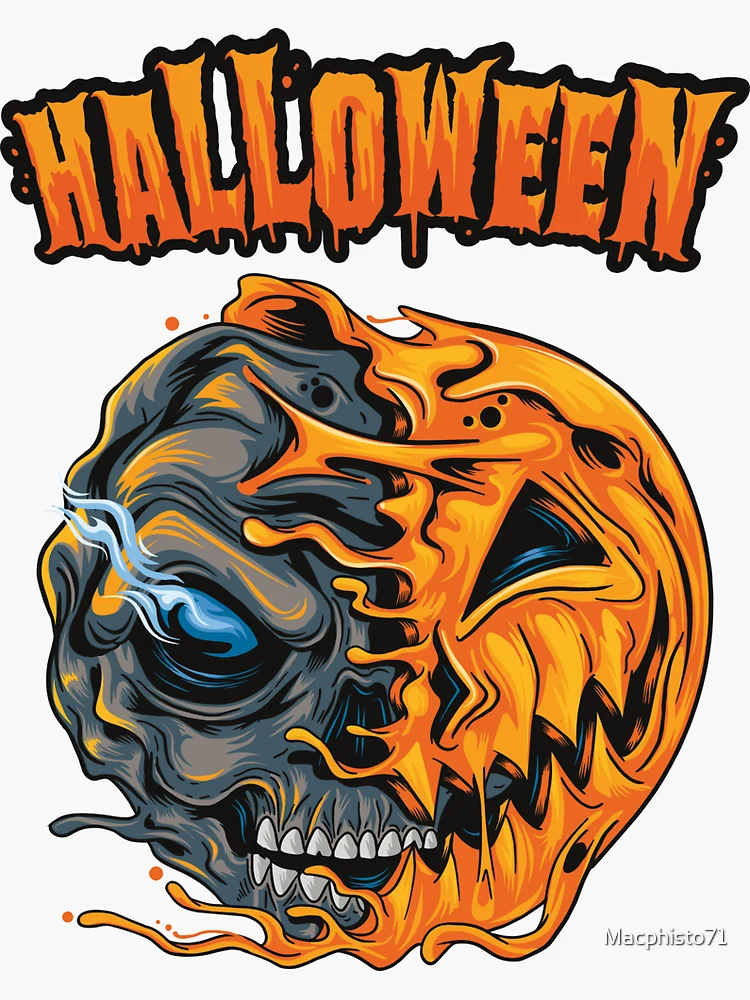 Halloween 2021 Skull Pumpkin Two Face | Sticker