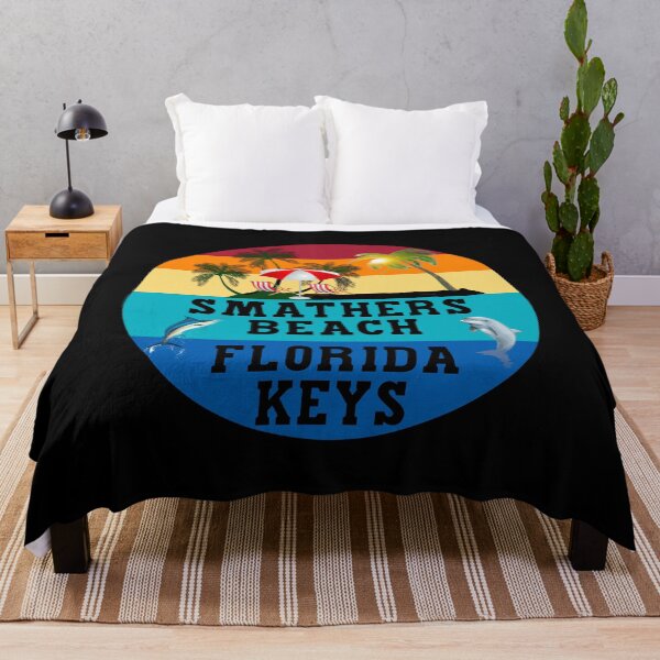 Item preview, Florida Keys Smathers Beach Beach Chairs Umbrella Palm Trees Sunset Sunrise Retro White designed and sold by KeysTreasures.