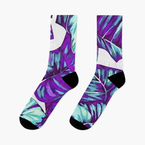 Item preview, Tropical Leaves Of Banana and Monstera Purple Aqua Cut Out designed and sold by taiche.