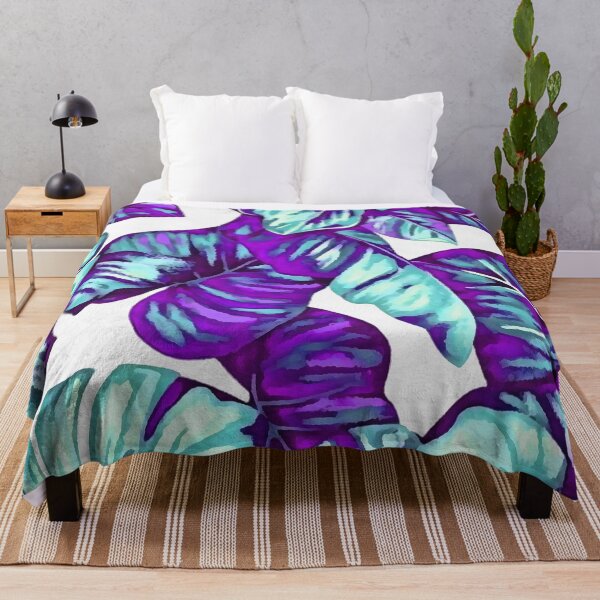 Item preview, Tropical Leaves Of Banana and Monstera Purple Aqua Cut Out designed and sold by taiche.