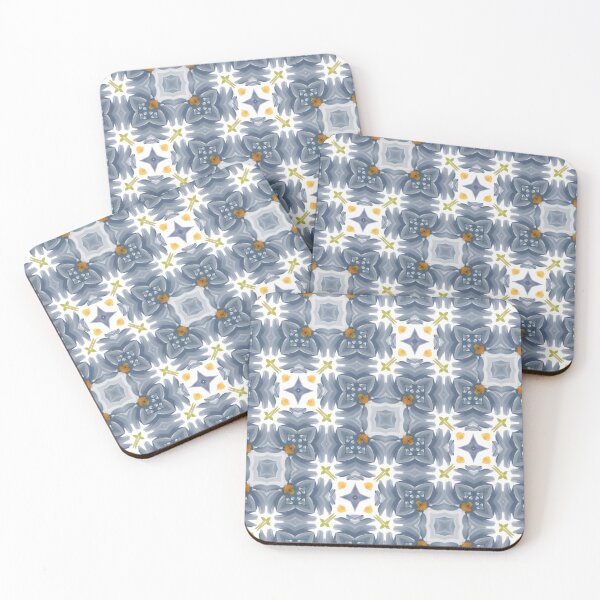 Item preview, Painted Blue, White and Yellow Floral Feminine Geometric Pattern designed and sold by cozycaroline.