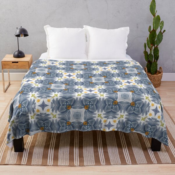 Item preview, Painted Blue, White and Yellow Floral Feminine Geometric Pattern designed and sold by cozycaroline.