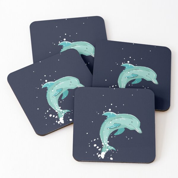 Item preview, Summer on the beach with dolphins in navy designed and sold by earthtoaura.