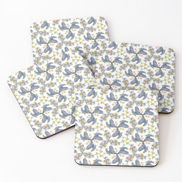 Item preview, Painted Blue, White and Yellow Floral Feminine Geometric Pattern designed and sold by cozycaroline.