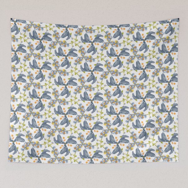 Item preview, Painted Blue, White and Yellow Floral Feminine Geometric Pattern designed and sold by cozycaroline.