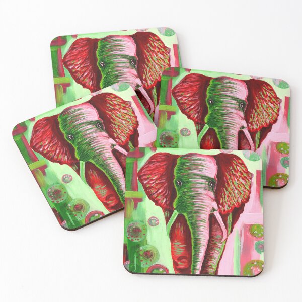 Item preview, Red elephant with green designed and sold by Petsart-Yubis.