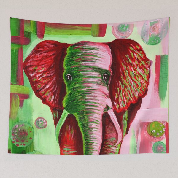 Item preview, Red elephant with green designed and sold by Petsart-Yubis.