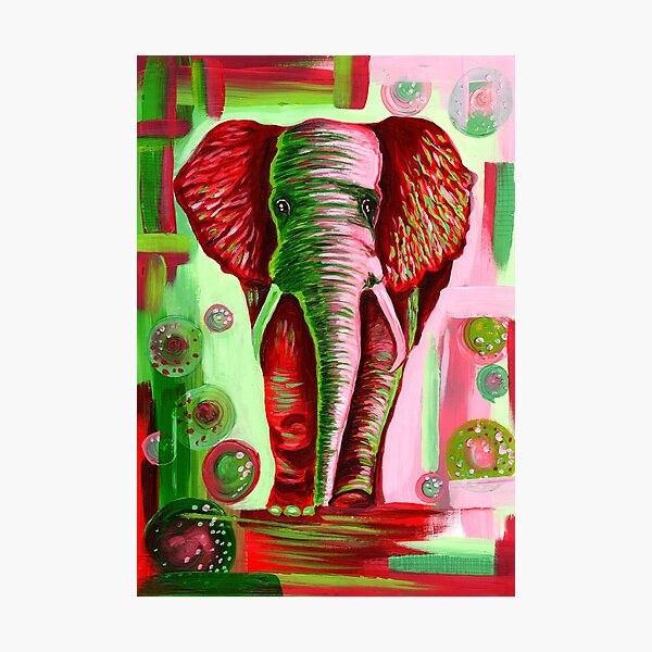 Item preview, Red elephant with green designed and sold by Petsart-Yubis.