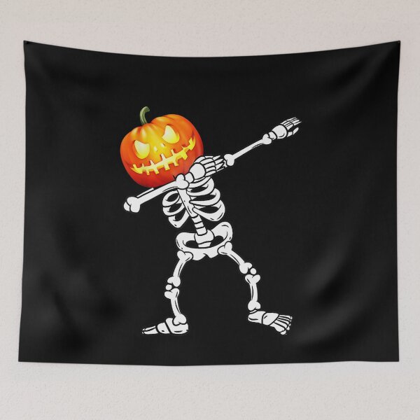 Item preview, Dabbing Skeleton Scary Pumpkin Head Face Jack O Lantern  designed and sold by glynismalcolm.