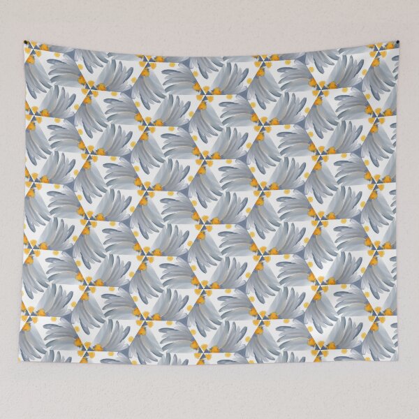 Item preview, Painted Blue, Yellow and Orange Floral Feminine Geometric Pattern designed and sold by cozycaroline.