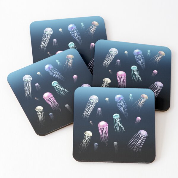 Item preview, Glowing jellyfishes in the dark sea designed and sold by Lemonshaaark.