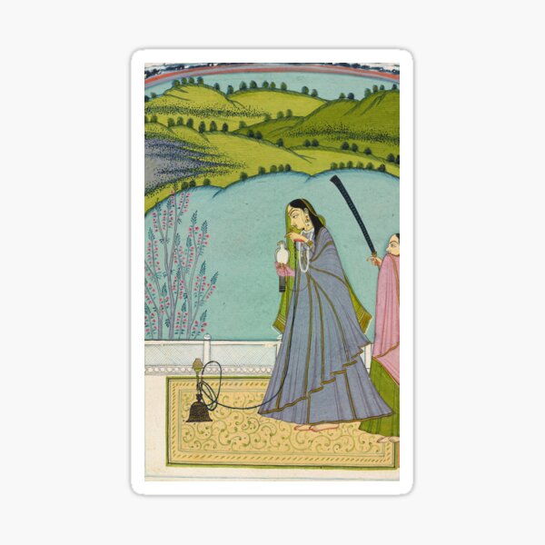 Item preview, Eine Dame auf einer Terrasse mit Wasserpfeife und Falke designed and sold by HinduArtGallery.