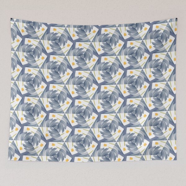 Item preview, Painted Yellow and Blue Swirl Spiral Floral Feminine Geometric Pattern designed and sold by cozycaroline.