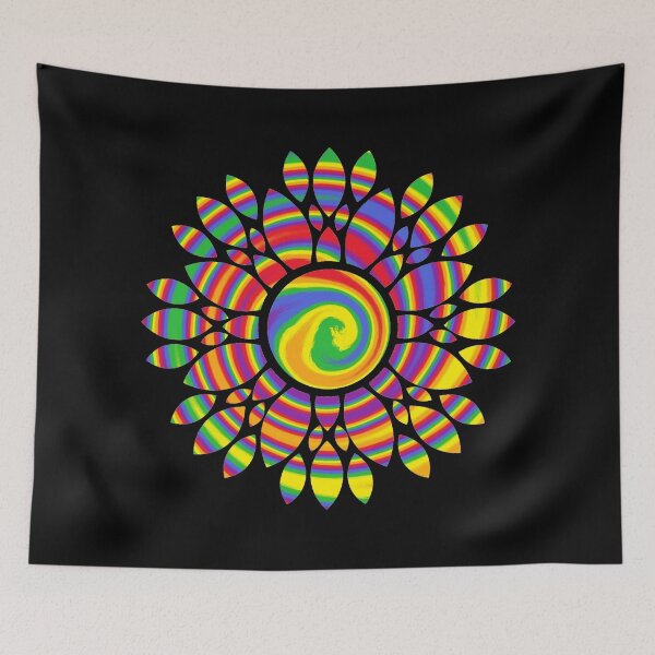 Item preview, Rainbow swirl dahlia emblem designed and sold by NatureArtUK.