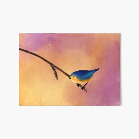 Abstract Blue/Yellow Bird Painting Art Board Print