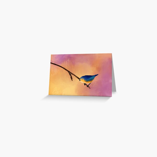 Abstract Blue/Yellow Bird Painting Greeting Card