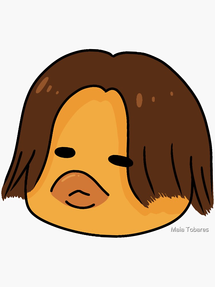 Cute and Funny Yellow Duck with a Wig Sticker