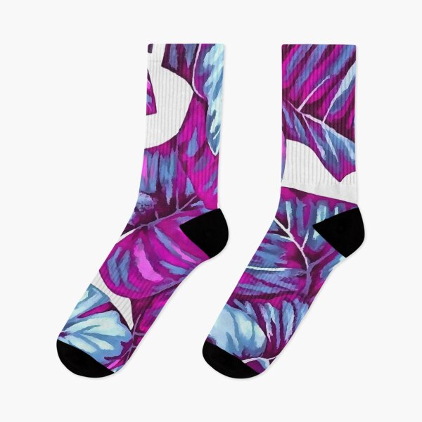 Item preview, Tropical Leaves Of Banana and Monstera Blue Pink Cut Out designed and sold by taiche.