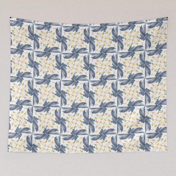 Item preview, Painted Yellow and Blue Swirl Spiral Floral Feminine Geometric Pattern designed and sold by cozycaroline.