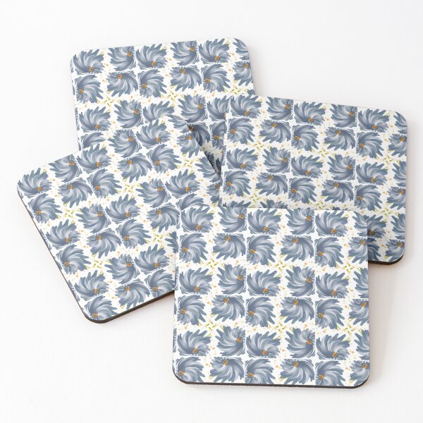 Item preview, Painted Yellow and Blue Swirl Spiral Floral Feminine Geometric Pattern designed and sold by cozycaroline.