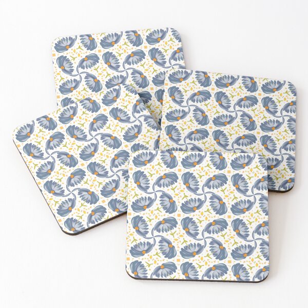 Item preview, Painted Yellow and Blue Swirl Spiral Floral Feminine Geometric Pattern designed and sold by cozycaroline.