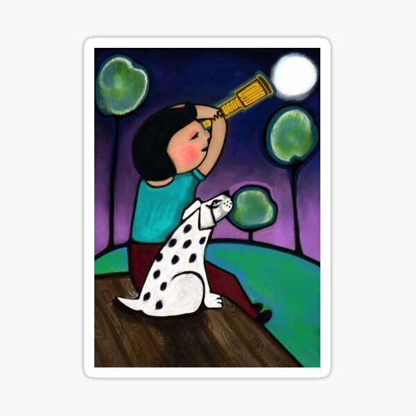 'Watching The Moon' Sticker