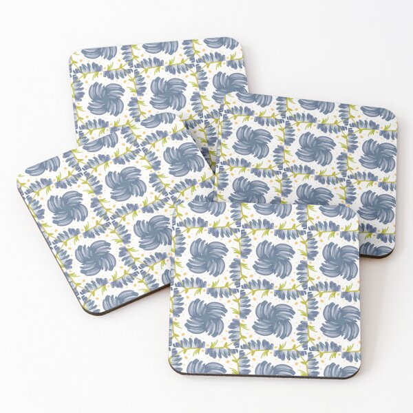 Item preview, Painted Yellow and Blue Swirl Spiral Floral Feminine Geometric Pattern designed and sold by cozycaroline.