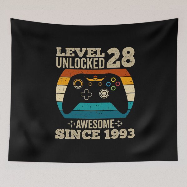Item preview, level 28 unlocked awesome since 1993, 28th birthday, 28th birthday shirt, ideas for 28th birthday, 28th birthday ideas for him, gaming shirt, gaming birthday, birthday gamer designed and sold by T-DESIGNEDZ.