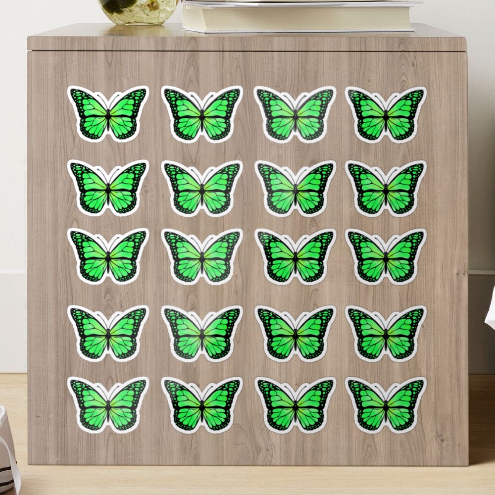 collection green butterfly packs 20 butterflies patterns colorful Sticker  for Sale by Dizzaa