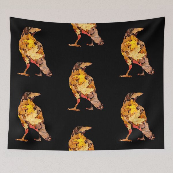 Item preview, fall leaves raven designed and sold by TheWaterBirds.