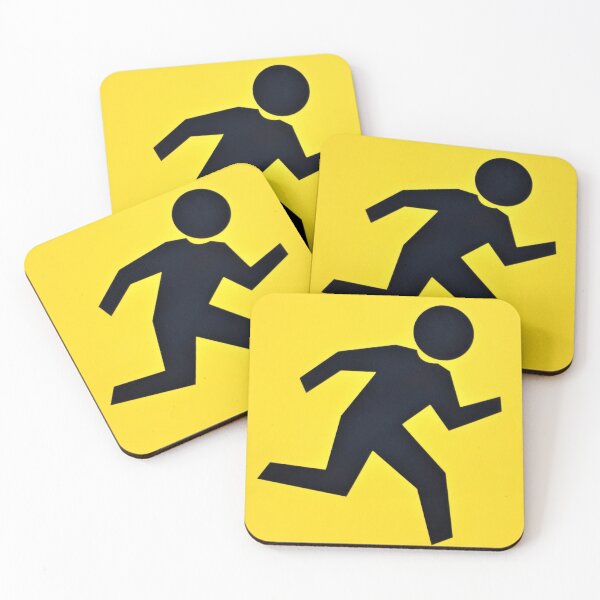 Item preview, Black Stick Figure Running Right On Yellow Background designed and sold by SEEphotos7171.