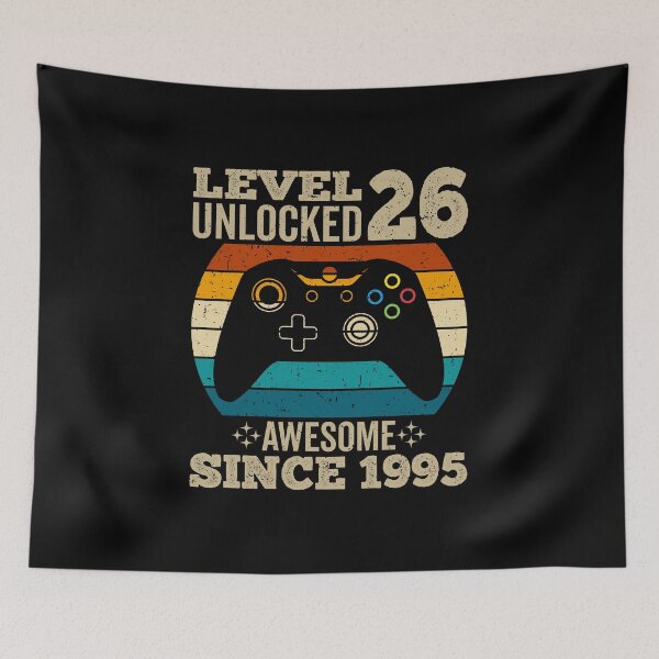 Item preview, level 26 unlocked awesome since 1995, vintage 1995 t shirt, 26th birthday shirt, 26th birthday ideas, gaming shirt, gaming birthday, video game controller shirt designed and sold by T-DESIGNEDZ.