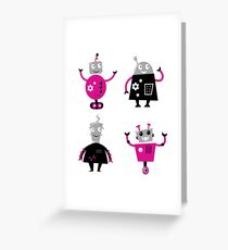 Cute cartoon robot characters Greeting Card