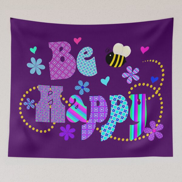 Item preview,  Bee (be) Happy Colorful Artwork Typography designed and sold by Alondra.