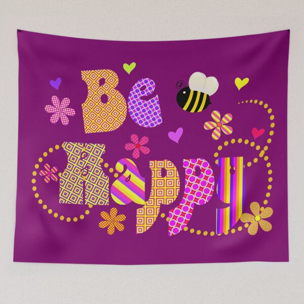 Item preview, Bee (be) Happy Colorful Artwork Typography designed and sold by Alondra.