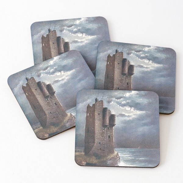 Item preview, Vintage Illustration of Moonlit Sea at Old Keiss Castle, Wick designed and sold by yourscotland.