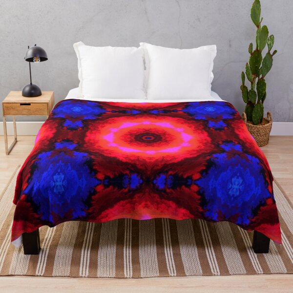 Artikelvorschau, Psychedelisches Kaleidoskop Rote und Blaue Blume entworfen und verkauft von WormholeOrbital.