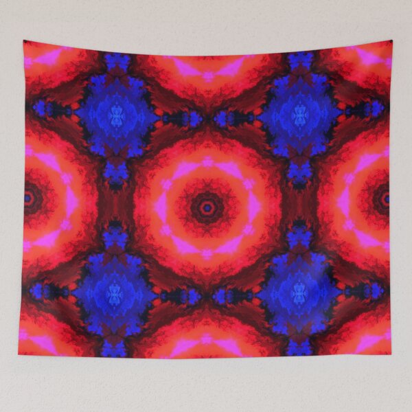 Artikelvorschau, Psychedelisches Kaleidoskop Rote und Blaue Blume entworfen und verkauft von WormholeOrbital.