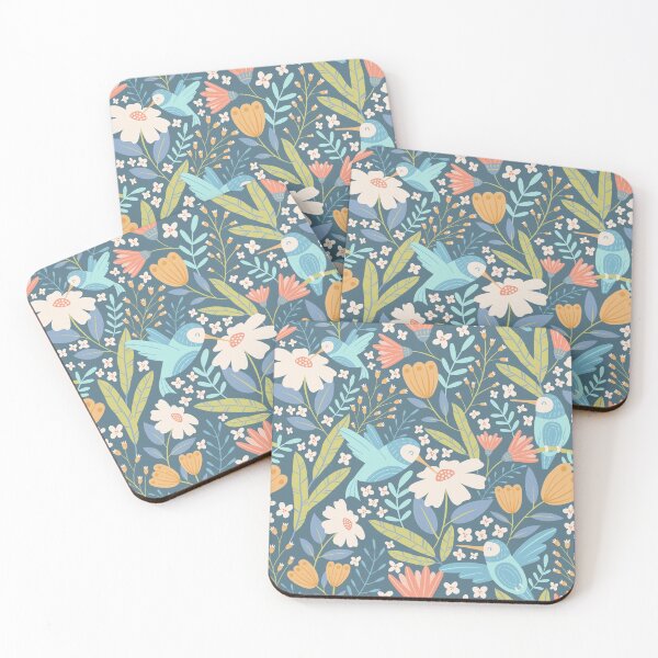 Item preview, Hummingbird Foral-Blue Green designed and sold by ammiecreative.