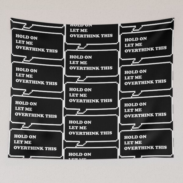 Item preview, Hold on let me over think this funny retro arcade style Black and White speech bubble (reverse dark mode) designed and sold by Deegital18.