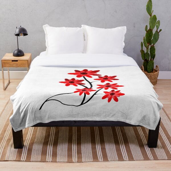 Item preview, Stylized Red flowers with black stems designed and sold by CottagePop.