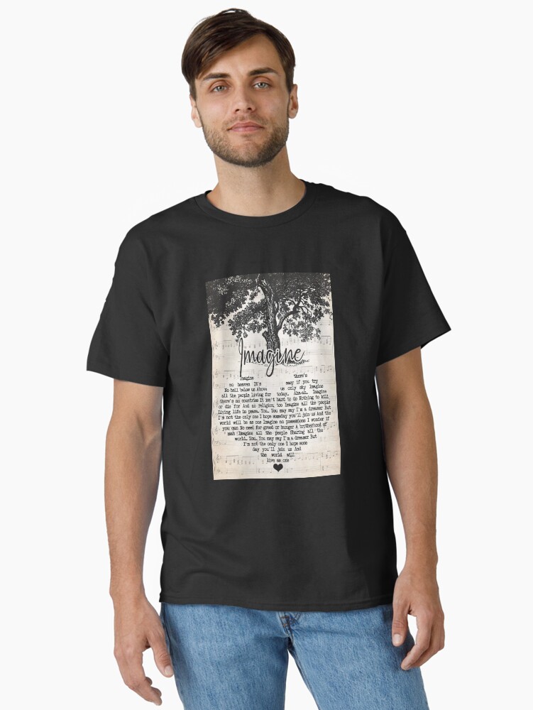 Imagine Lyrics Poster Gift - Imagine No Heaven It's No Hell Below Us  Classic T-Shirt