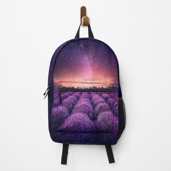 Item preview, Lavender farm with galaxy space backpack designed and sold by Nishad4.