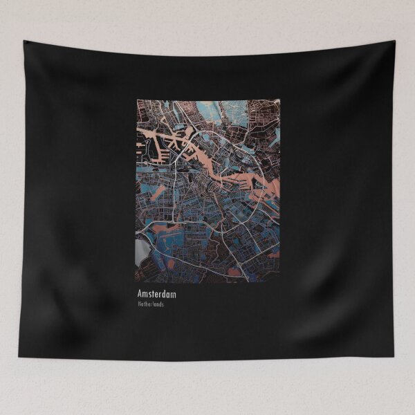 Item preview, Amsterdam dark mode map  designed and sold by wamuigaworld.