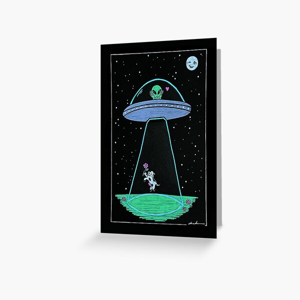 Item preview, Cute Alien UFO Romantic Cow Abduction designed and sold by saruhhh art.
