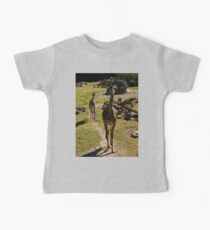 Giraffe Mom and Baby Calf Baby Tee