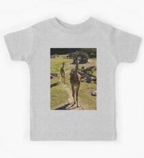 Giraffe Mom and Baby Calf Kids Tee