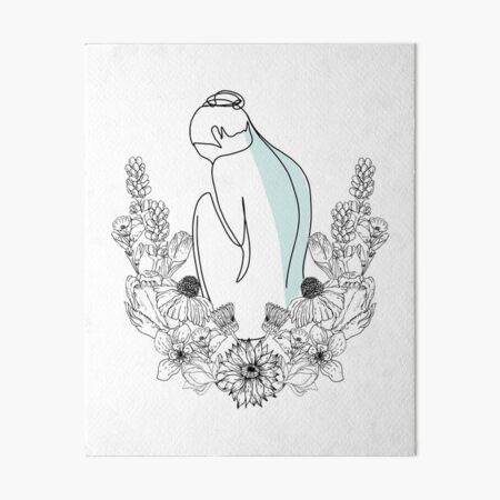 One Line Woman Drawing Art Board Print